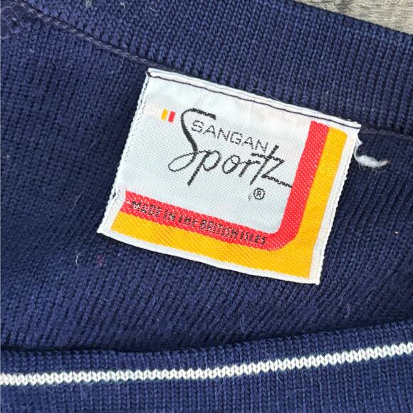 VTG‎ Pierre Sangan Sportz Sweater Mens L Knit V-Neck Retro Sport Ivy League Prep - Picture 4 of 7